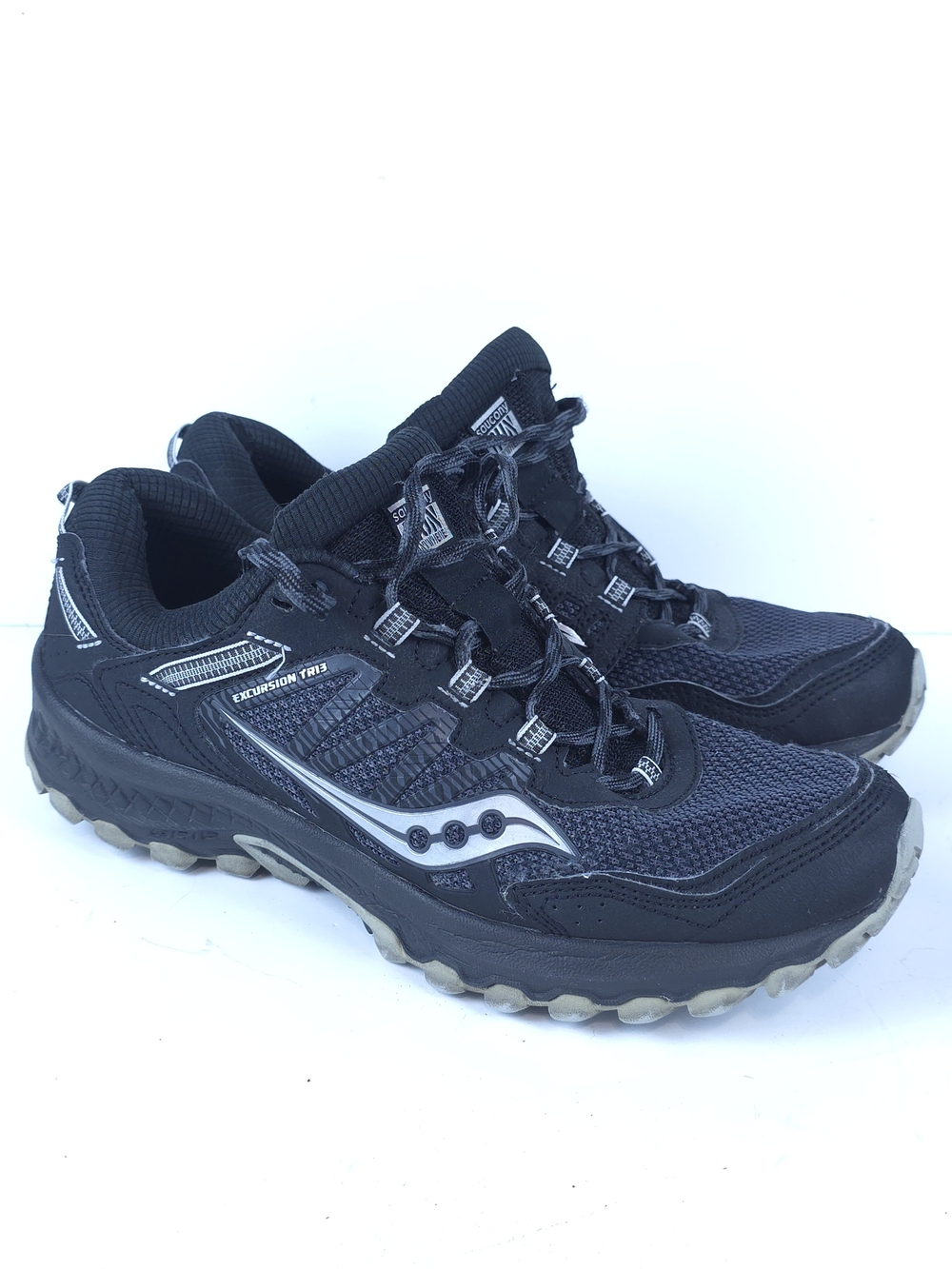 Saucony Excursion TR13 Womens 9.5 Black Gray Trail Running Hiking Shoes S10524-1